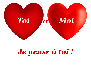 Gif animé je pense à toi coeurs